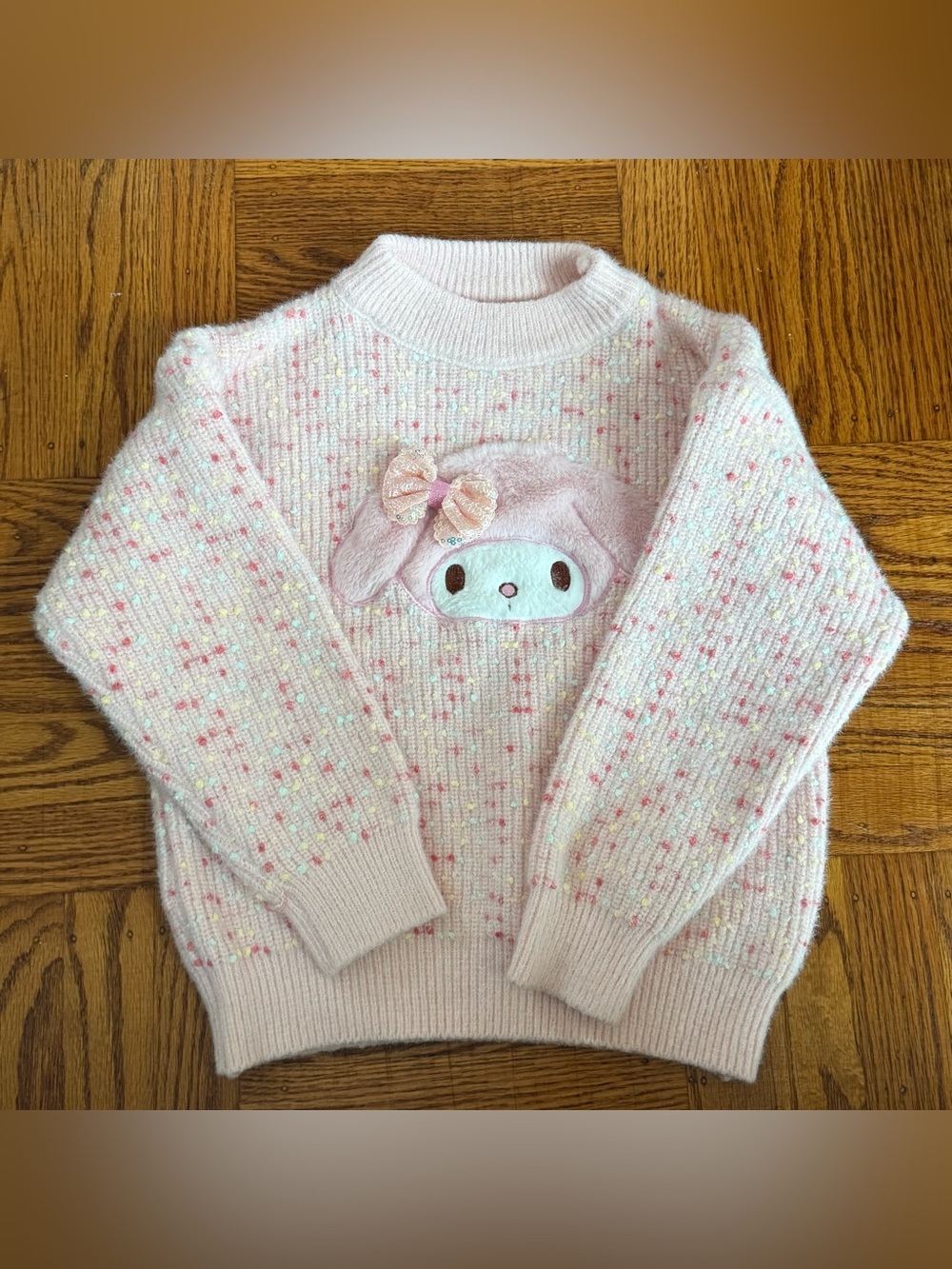 Kids My Melody Character Knit Sweater with Bow Accent